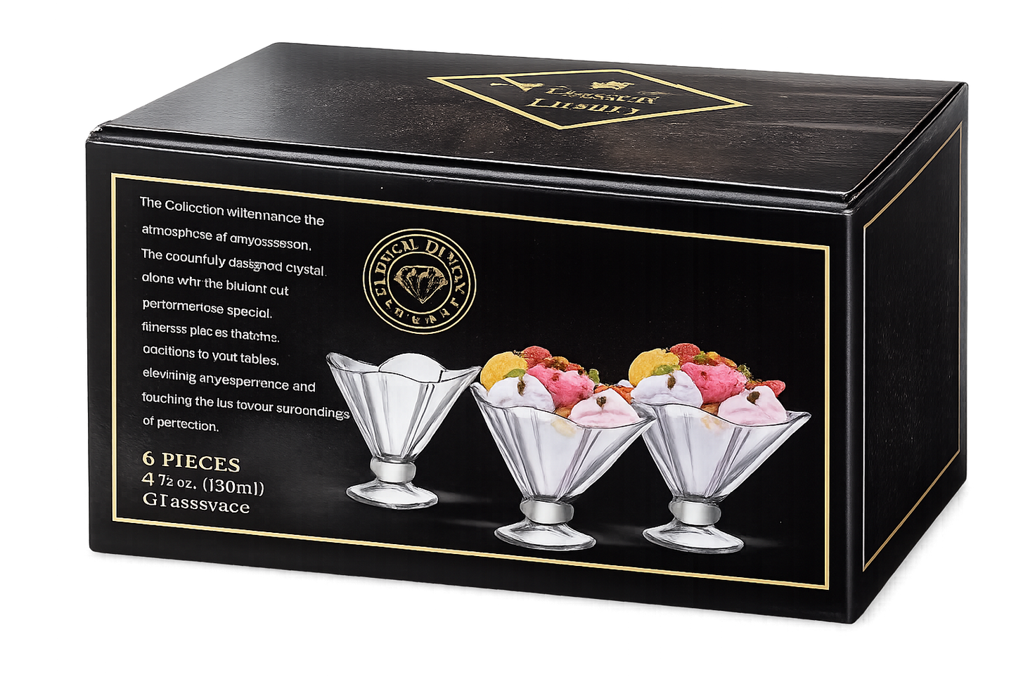 6 Piece Crystal Dessert Bowl Set – Elegant Glassware Collection