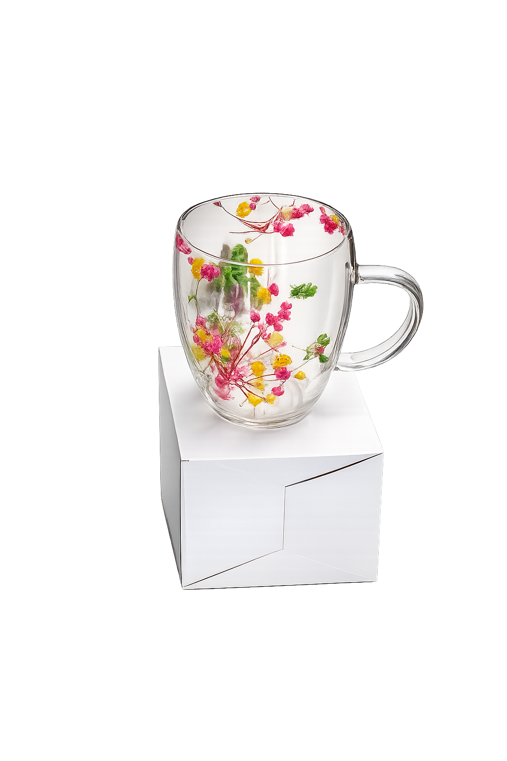 Floral Double-Wall Glass Mug