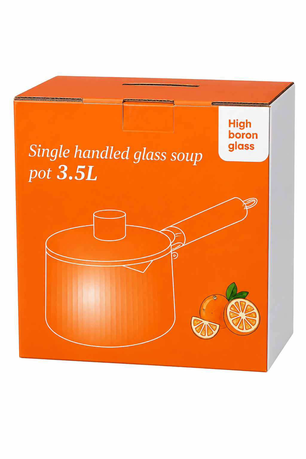 3.5L High Borosilicate Glass Soup Pot with Single Handle