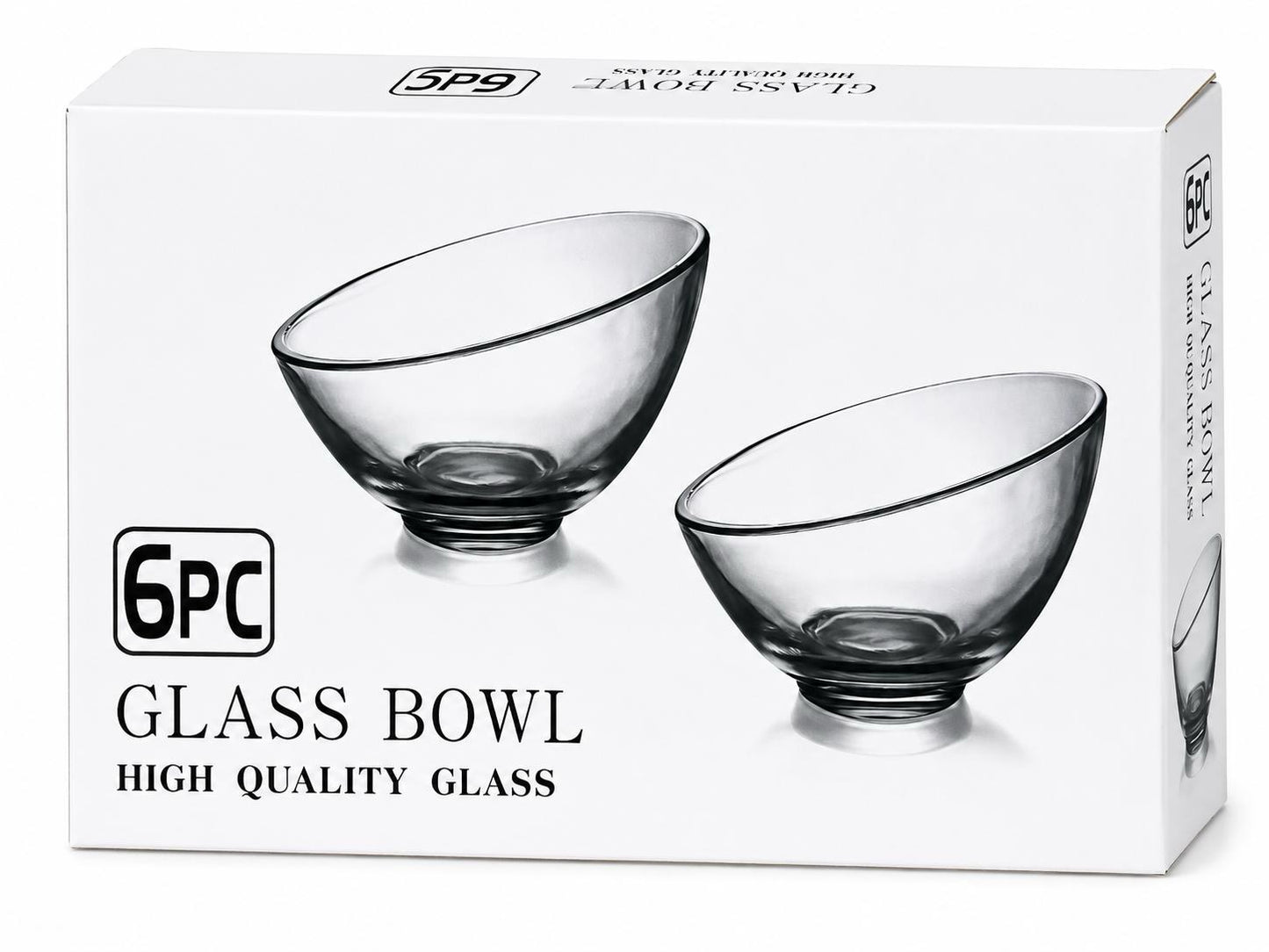 6 Piece Glass Bowl Set – Premium Clear Glass Serving Bowls