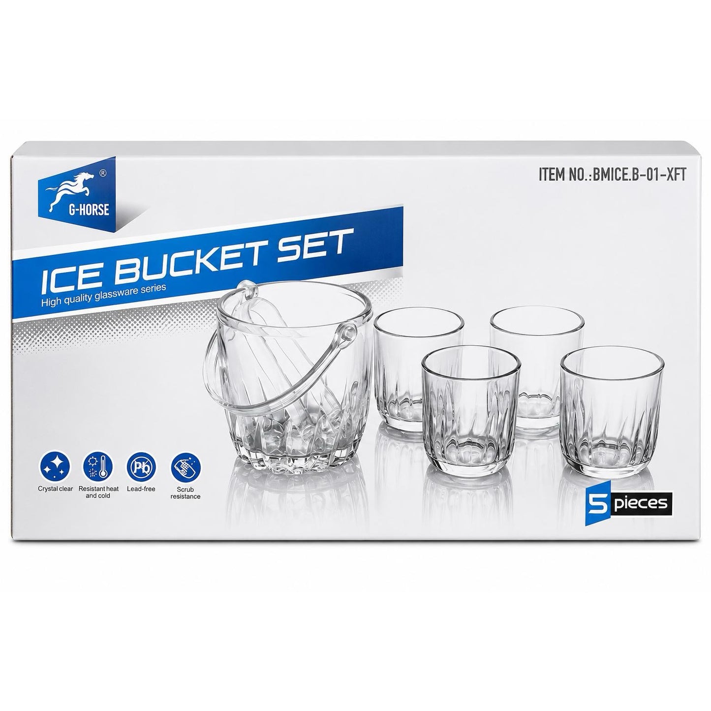 5 Piece Glass Ice Bucket Set – Premium Entertaining Collection