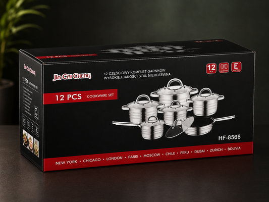 12 Piece Stainless Steel Cookware Set