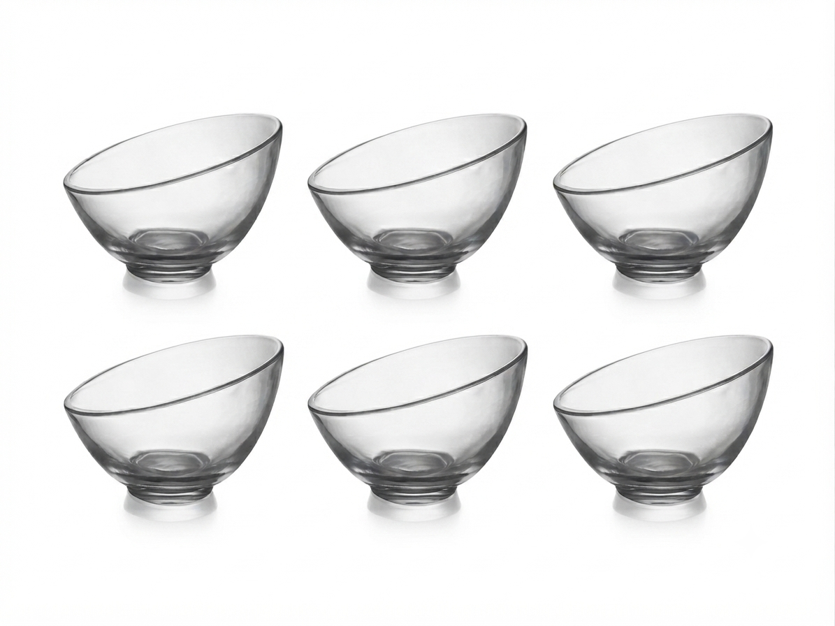 6 Piece Glass Bowl Set – Premium Clear Glass Serving Bowls
