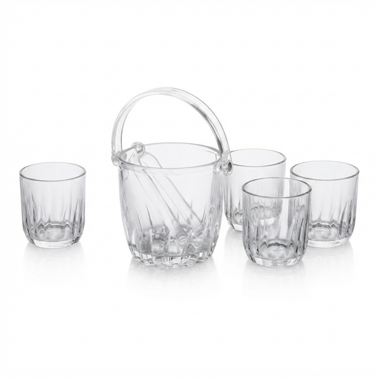 5 Piece Glass Ice Bucket Set – Premium Entertaining Collection