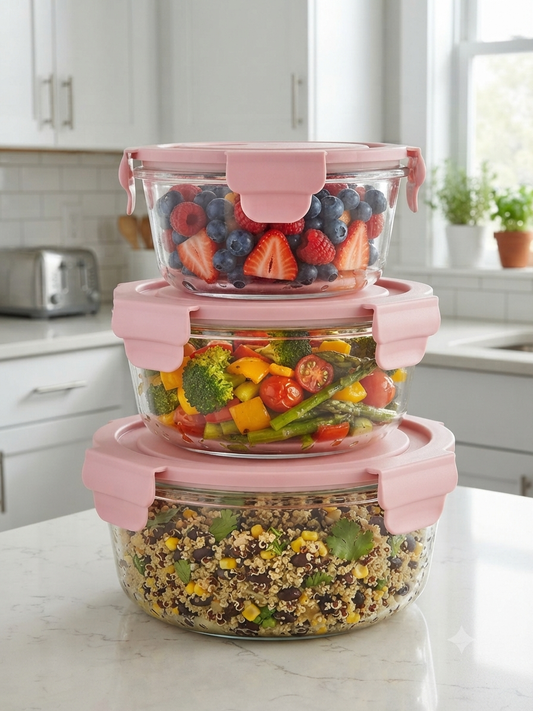 Food containers 3 set glass