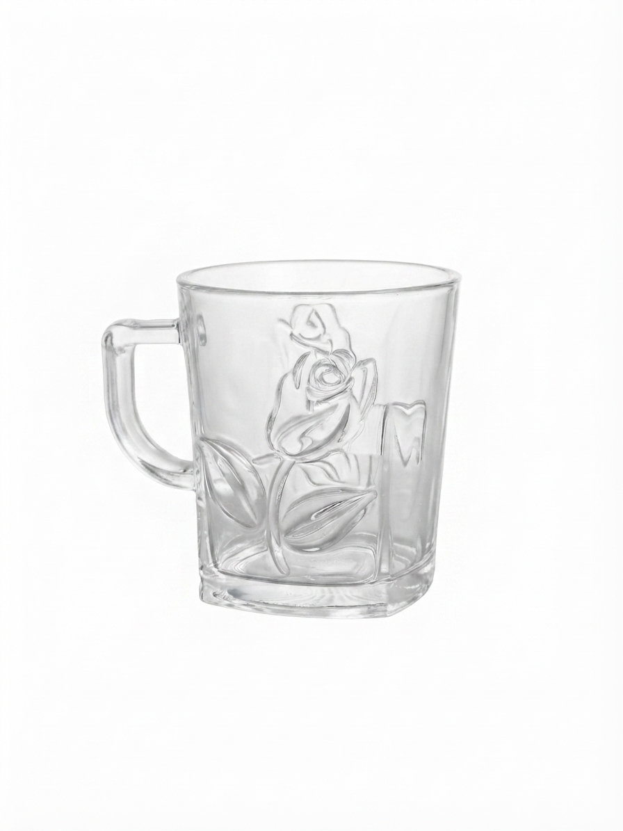 T Glass set of 6 rose pattern ￼