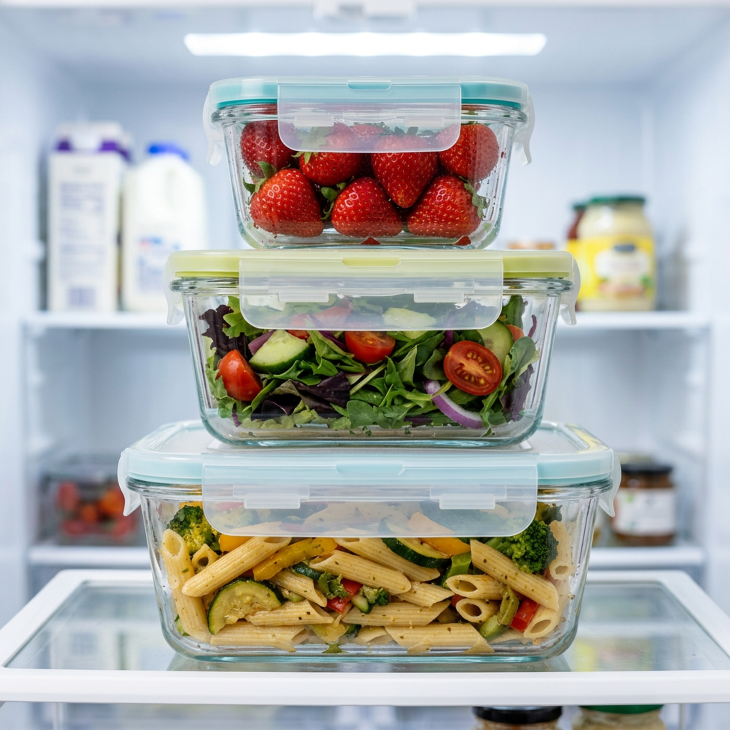 Borosilicate Glass Food Storage Bowl Set – 3 Piece Airtight Container Set