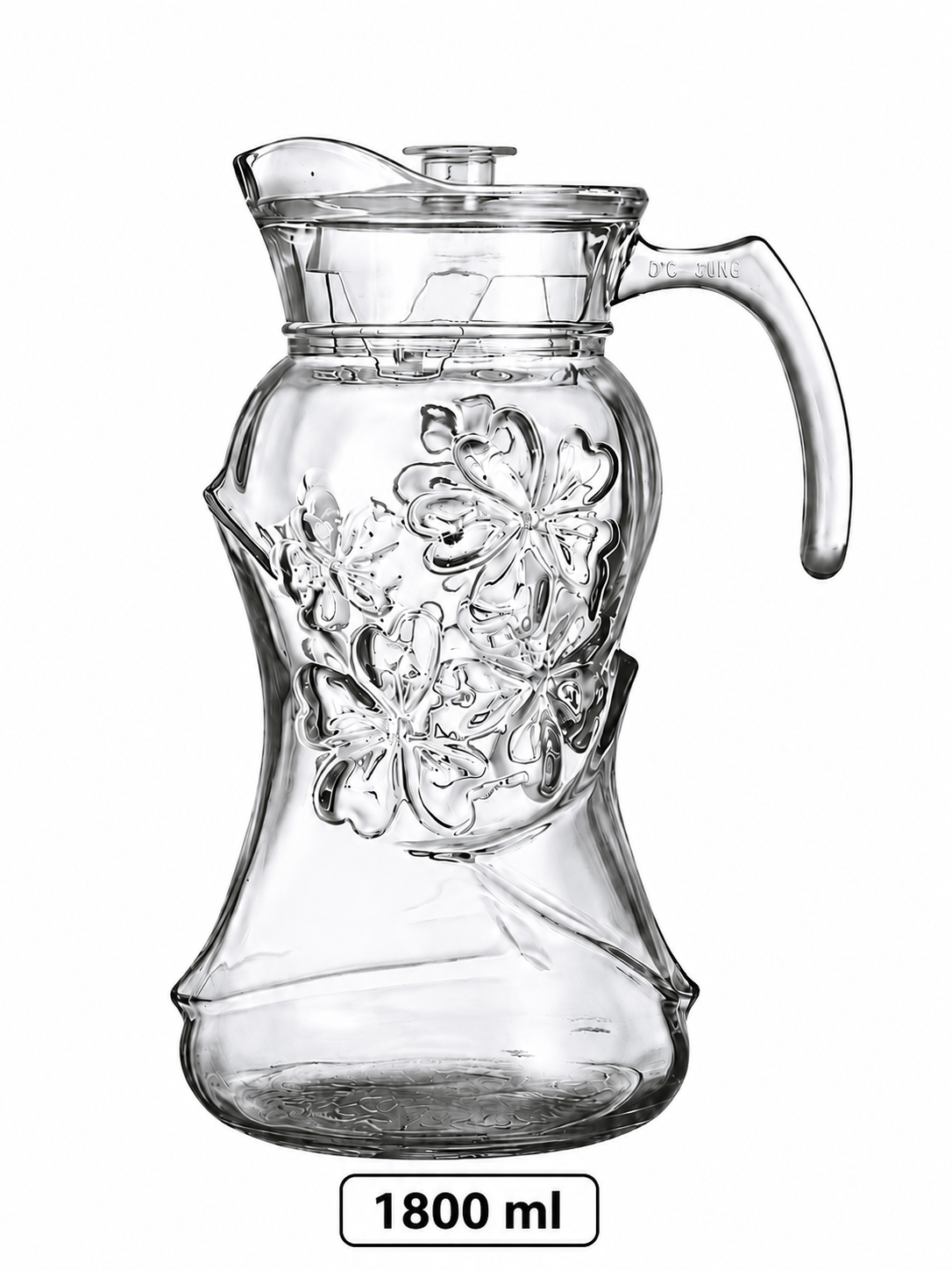 1800ml Glass Cold Water Jug with Lid – Premium Floral Design