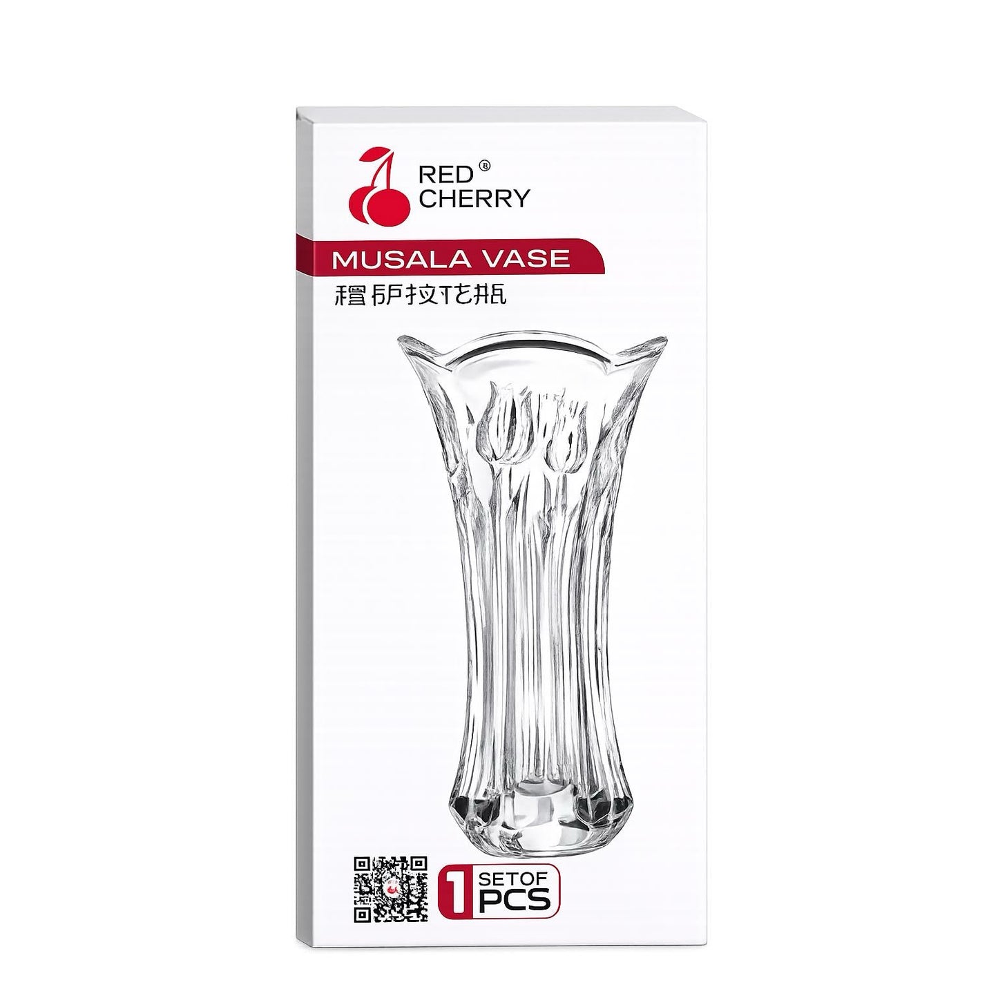 Red Cherry Musala Vase – Elegant Crystal Glass Flower Vase