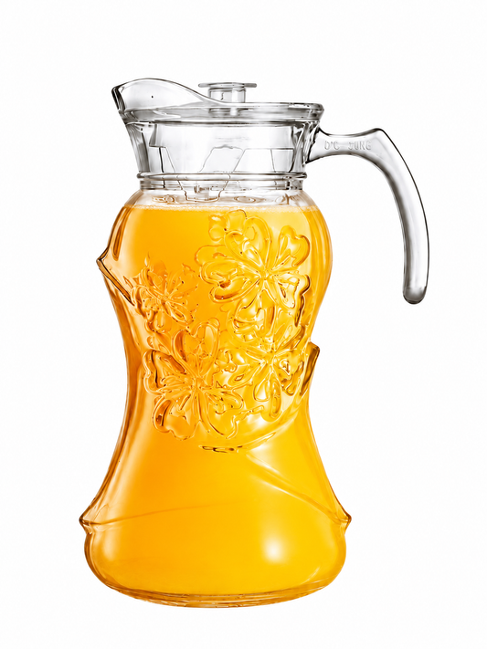 1800ml Glass Cold Water Jug with Lid – Premium Floral Design