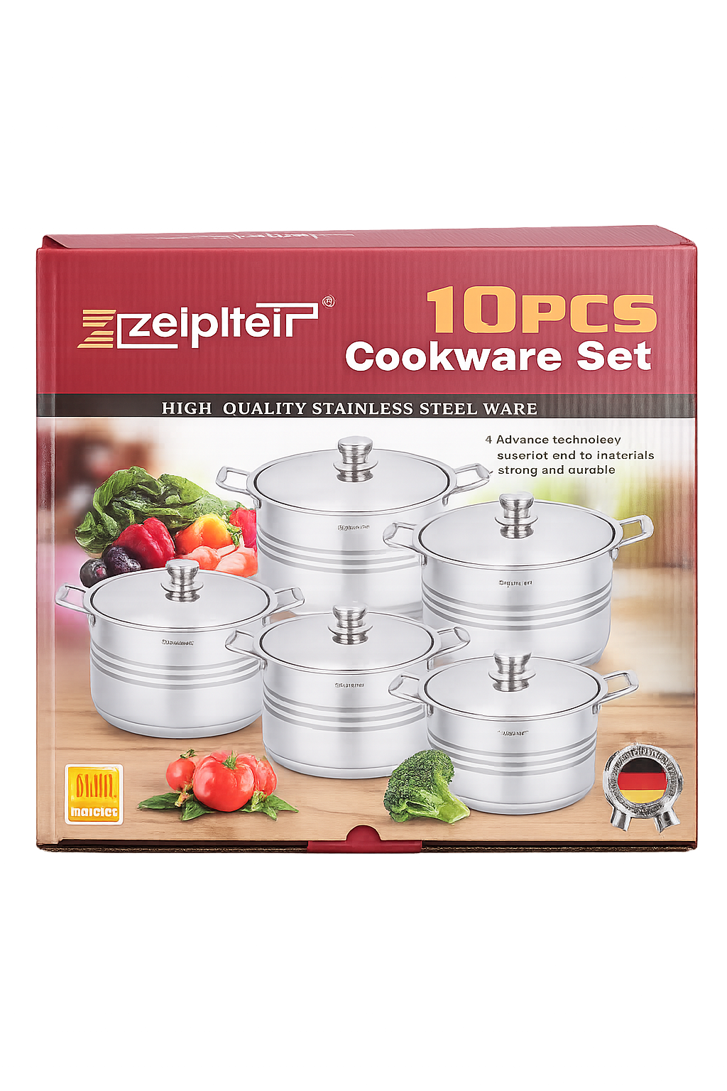10 Piece Stainless Steel Cookware Set – Induction Compatible