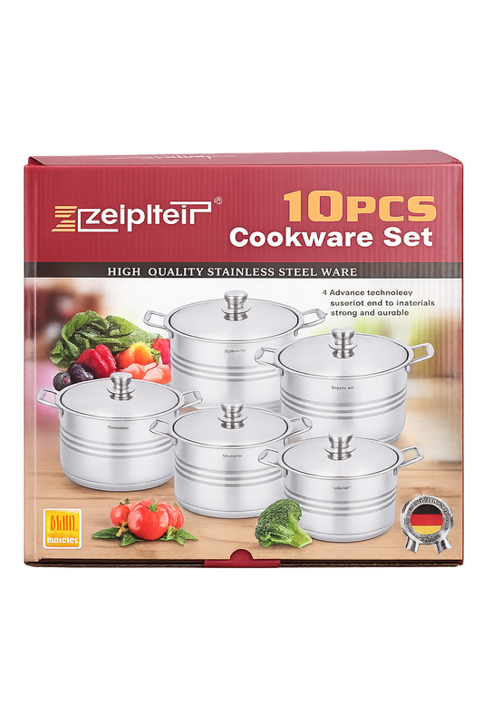 10 Piece Stainless Steel Cookware Set – Induction Compatible