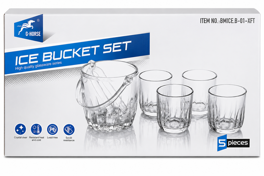 5 Piece Glass Ice Bucket Set – Premium Entertaining Collection