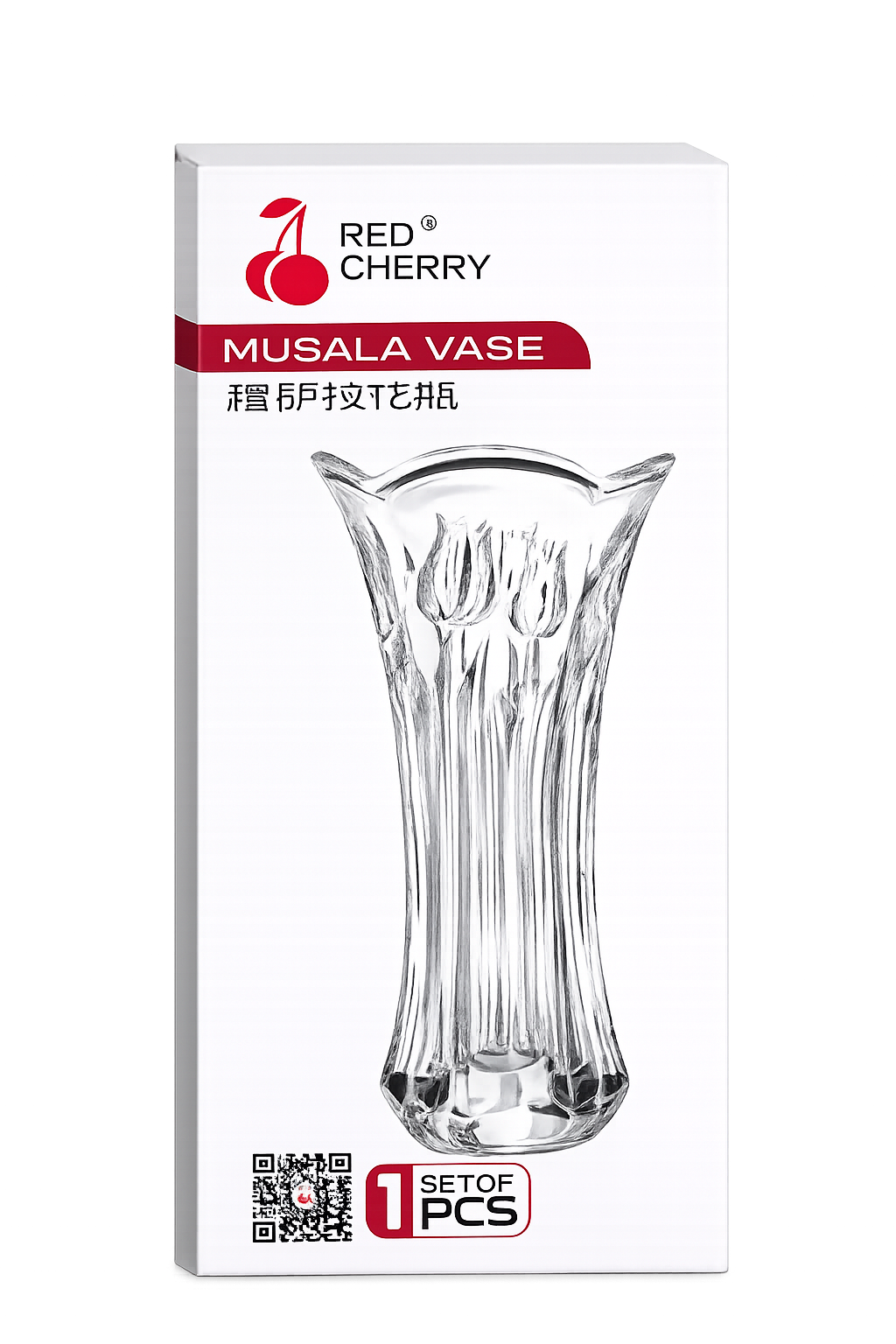 Red Cherry Musala Vase – Elegant Crystal Glass Flower Vase
