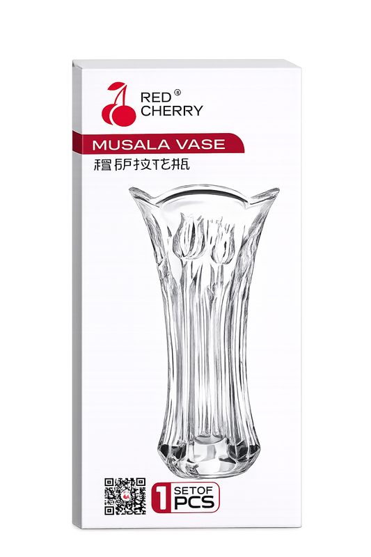 Red Cherry Musala Vase – Elegant Crystal Glass Flower Vase