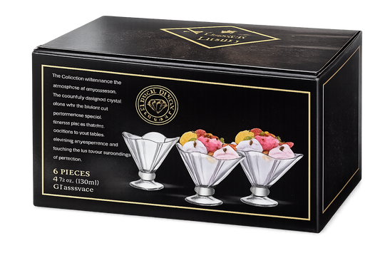 6 Piece Crystal Dessert Bowl Set – Elegant Glassware Collection