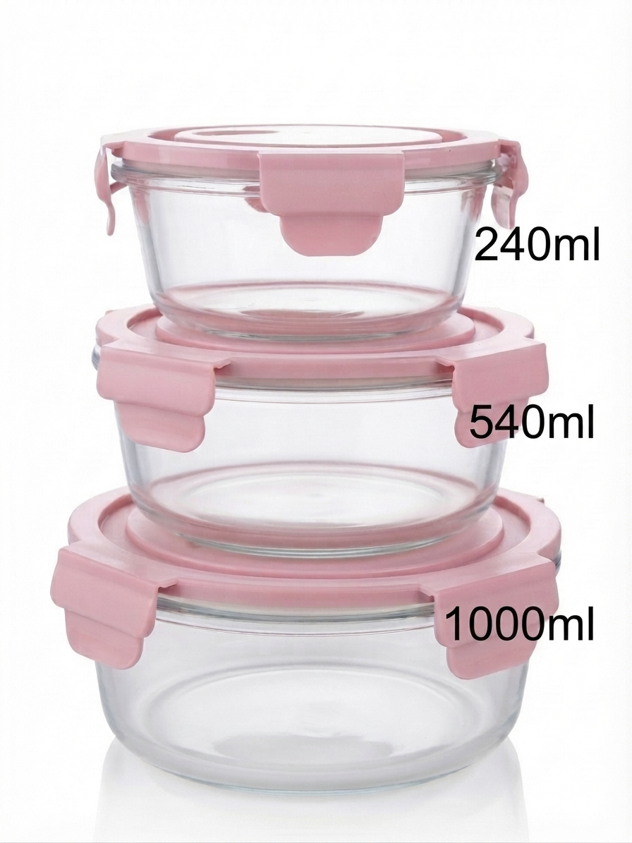Food containers 3 set glass