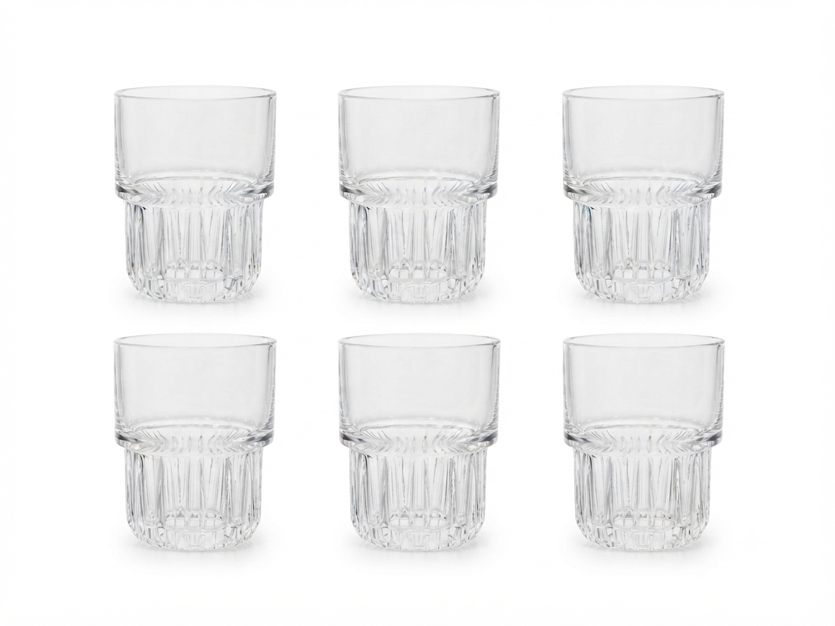 6 Piece Stacking Glass Tumbler Set – 380ml Premium Drinking Glasses