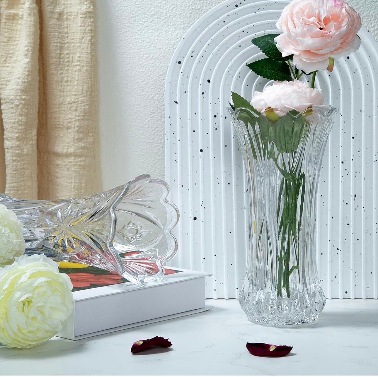 Red Cherry Musala Vase – Elegant Crystal Glass Flower Vase