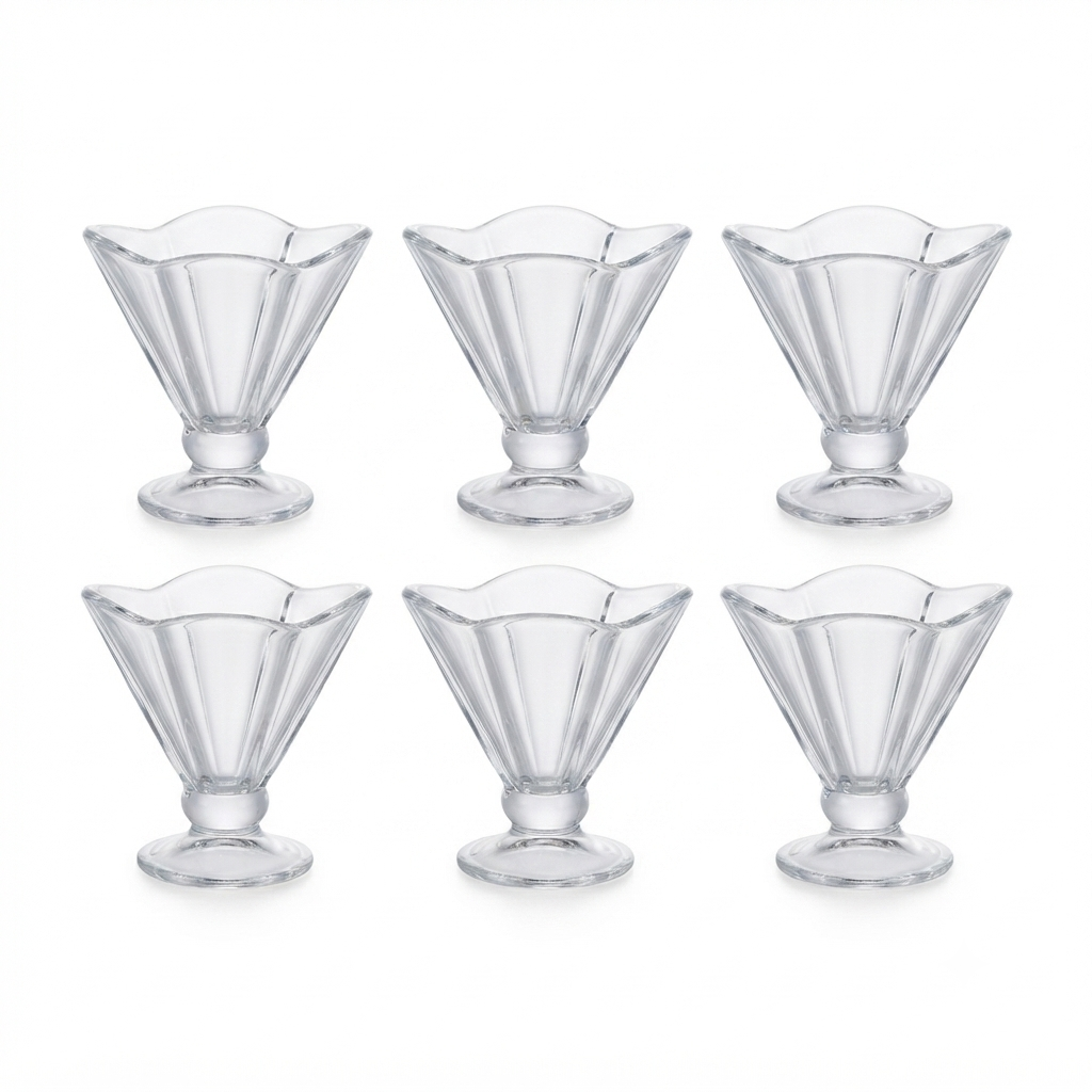 6 Piece Crystal Dessert Bowl Set – Elegant Glassware Collection