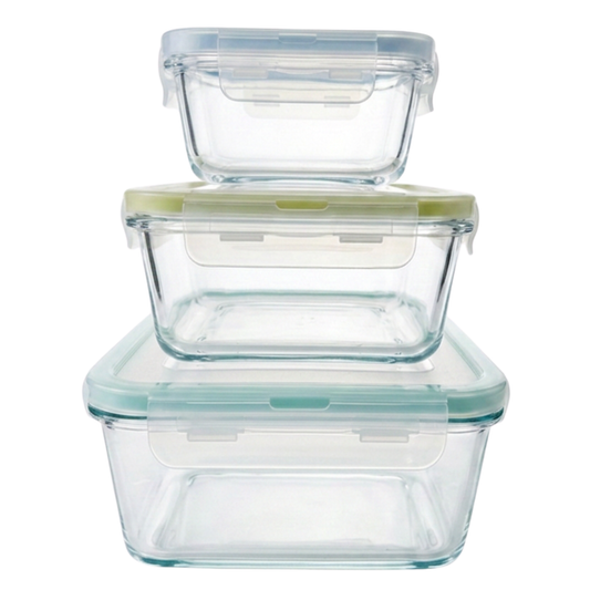 Borosilicate Glass Food Storage Bowl Set – 3 Piece Airtight Container Set